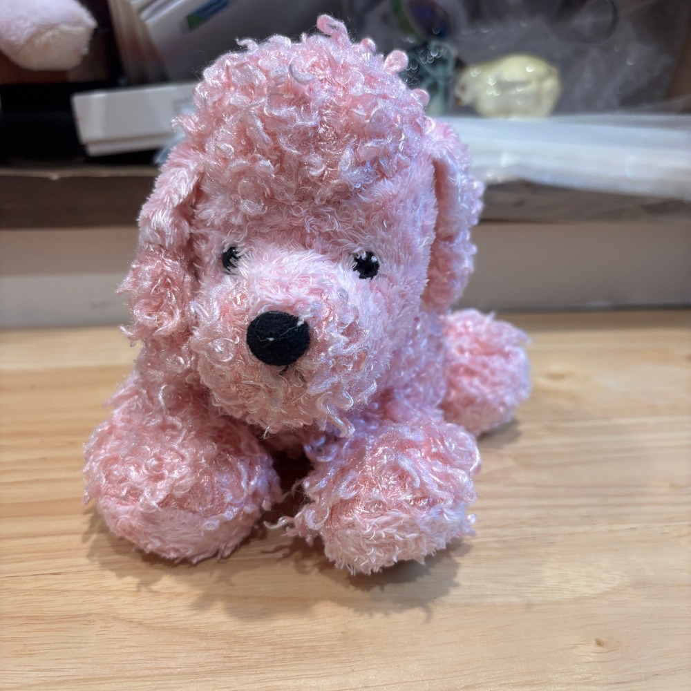 Vintage Webkinz Pink Poodle Plush Ganz Stuffed Animal Curly Fur W Paw Logo